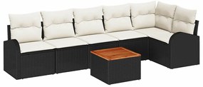 vidaXL Σετ Καναπέ Κήπου 7 pcs Μαύρος, λευκός