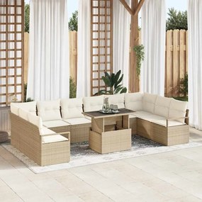 vidaXL Σετ Καναπέ Κήπου 11 pcs μπεζ και κρεμ 100 x 55 x 73 εκ