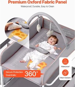 VEVOR Foldable Baby Changing Diaper Station with Side Basket &amp; Hanging Rod Gray