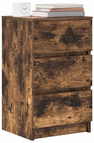 Κομοδίνο με 3 συρτάρια Καπνιστή δρυς 39x35x65 εκ. 861345