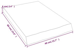 Ράφι Τοίχου Σκούρο Καφέ 40x60x(2-6) εκ. Επεξ. Μασίφ Ξύλο Δρυός - Καφέ