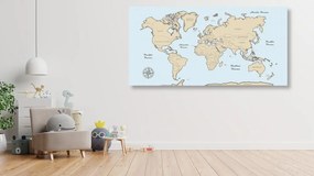 Εικόνα σε έναν παγκόσμιο χάρτη από φελλό μπεζ σε μπλε φόντο - 120x60  smiley