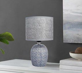 POWERTECH επιτραπέζιο φωτιστικό HLL-0138, E27, κεραμική βάση, γκρι