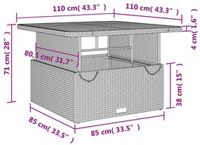 ΤΡΑΠΕΖΙ ΚΗΠΟΥ ΓΚΡΙ 110X110X71 ΕΚ. ΣΥΝΘΕΤΙΚΟ ΡΑΤΑΝ/ΞΥΛΟ ΑΚΑΚΙΑΣ 368273