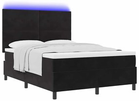 vidaXL Κρεβάτι με ελατήρια με στρώμα Μαύρο 140 x 190 cm Βελούδο