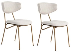 Καρέκλα Nancy (Σετ 2Τμχ) 566WYL1140 48x59x80cm White-Gold Metal, Fabric