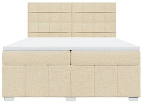 Κρεβάτι Boxspring με Στρώμα Κρεμ 200x200 εκ. Υφασμάτινο - Κρεμ