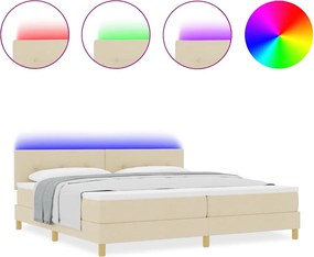 vidaXL LED Κρεβάτι με βάθρο με μαξιλάρι Κρεμ 200 x 200 cm ύφασμα