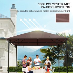 2,98m x 2,98m Polyester Garden Gazebo Replacement Roof Coffee