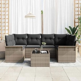 vidaXL Σετ Καναπέ Κήπου 7 pcs Γκρι Πολυ ράταν