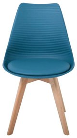 Καρέκλα MARTIN STRIPE Ξύλινο πόδι / PP Petrol 49x56x82cm (Σετ 4 ΤΕΜ)