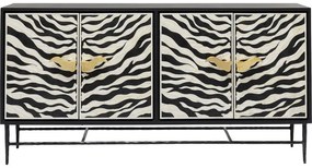 Μπουφές Zebra Ασπρόμαυρος 160x40x80εκ - Μαύρο