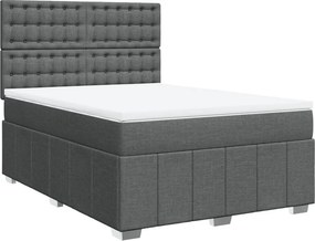vidaXL Κρεβάτι Boxspring με Στρώμα Σκούρο Γκρι 140x190 εκ. Υφασμάτινο
