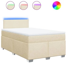 vidaXL Κρεβάτι Boxspring με Στρώμα Κρεμ 120x190 εκ. Υφασμάτινο