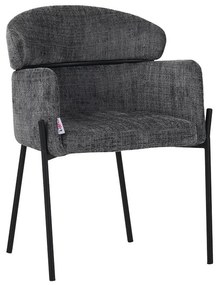 Tolerse Inart armchair light gray fabric-leg black metal 58x57x80cm 58x57x80 εκ.