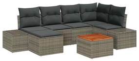 vidaXL Σετ Καναπέ Κήπου με μαξιλάρι 7 pcs Γκρι Πολυ ράταν