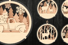 Σετ των 3 Intra απο ξύλο plywood 3mm-4mm πάχος Χριστουγεννιάτικο στολίδι Δέσμη κοπής με λέιζερ Δίασταση 3x3 cm INTRAFABR-107002187