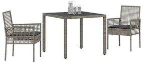 vidaXL Σέτ φαγητού για κήπο 3 pcs Γκρι συνθετικό ρατάν