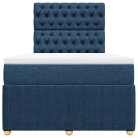 vidaXL Κρεβάτι Boxspring με Στρώμα Μπλε 120x190 εκ. Υφασμάτινο