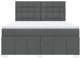 Κρεβάτι Boxspring με Στρώμα Σκούρο Γκρι 180x200 εκ Υφασμάτιν - Γκρι