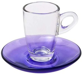 Φλυτζάνια Εσπρέσσο Με Πιατάκι (Σετ 6Τμχ) STE118400P Φ5,2x7,2cm 75ml Clear-Purple Espiel Glass