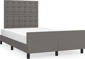 vidaXL Πλαίσιο Κρεβατιού χωρίς στρώμα Γκρι 120x190 εκ.Συνθ. Δέρμα