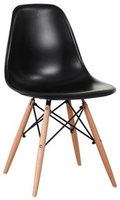 Καρέκλα Art Wood ΕΜ123,2W Black 46x52x82cm Σετ 4τμχ Ξύλο,Πολυπροπυλένιο