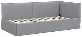 vidaXL Κρεβάτι Γωνίας με κεφαλάρι Ανοιχτό γκρι 90 x 200 cm ύφασμα