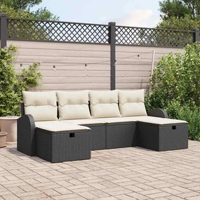 vidaXL Σετ Καναπέ Κήπου 6 pcs Μαύρο και κρεμ 234 x 117 x 85 εκ