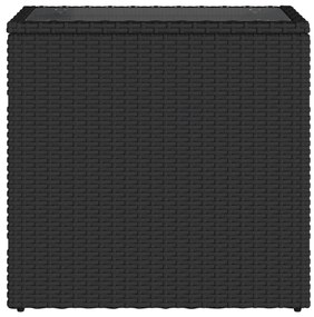 vidaXL Τραπέζι Κήπου με Γυάλινη Επιφ. Μαύρο 58x27,5x55 εκ. Συνθ. Ρατάν