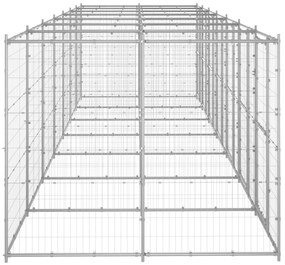 Κλουβί Σκύλου Εξωτερικού Χώρου 16,94 μ² από Γαλβανισμένο Χάλυβα - Ασήμι