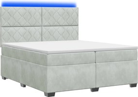 vidaXL Κρεβάτι box spring με στρώμα Ανοιχτό γκρι 200 x 200 cm Βελούδο