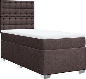vidaXL Κρεβάτι Boxspring με Στρώμα Σκούρο Καφέ 100x200 εκ. Υφασμάτινο