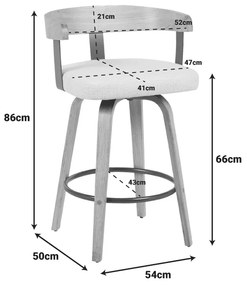 Σκαμπό μπαρ Anesy pakoworld περιστρεφόμενο μεσαίου μεγέθους μέταλλο-ξύλο με ύφασμα σε μπεζ απόχρωση 54x50x85εκ