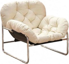 Πολυθρόνα Nextdeco PU και ανοξείδωτο μέταλλο λευκή 74x79,5xΥ66εκ.