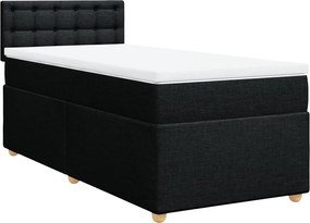 vidaXL Κρεβάτι Boxspring με Στρώμα Μαύρο 100 x 200 εκ. Υφασμάτινο