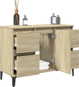 vidaXL Ντουλάπι Νιπτήρα Sonoma Δρυς 80x33x60 εκ. Επεξεργασμένο Ξύλο