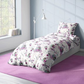Παπλωματοθήκη Παιδική Princess 389 White-Lila DimCol Μονό 160x240cm Βαμβάκι-Πολυέστερ