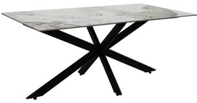 Dinning table Bethan sintered stone white marble- metal black leg design 180x90x75cm 180x90x75 εκ.