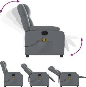 vidaXL Πολυθρόνα Μασάζ Ανακλινόμενη Γκρι από Συνθετικό Δέρμα