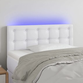 Κεφαλάρι Κρεβατιού LED Λευκό 80x5x78/88 εκ. από Συνθετικό Δέρμα - Λευκό