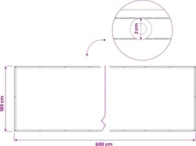 vidaXL Αδιάφανο σκίαστρο μπαλκονιού 180 x 600 cm