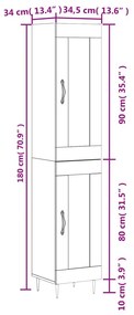 Ντουλάπι Μαύρο 34,5 x 34 x 180 εκ. από Επεξεργασμένο Ξύλο - Μαύρο