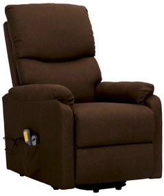 vidaXL Πολυθρόνα Μασάζ με Ανύψωση Σκούρο Καφέ Υφασμάτινη