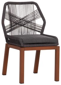 Καρέκλα HOWARD C5547.11 Αλουμίνιο Καφέ με Σχοινί και Μαξιλάρι Γκρί 55,5x60x84,5Υ εκ. 55.5x60x84.5 εκ.