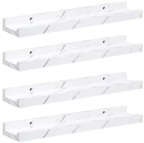 vidaXL Ράφι Τοίχου με ράφι Επιτοίχιο 4 pcs Λευκό Μάρμαρο 40 x 9 x 3 cm