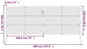 Πύλη Κήπου Ανθρακί 400 x 150 εκ. Ατσάλινη - Ανθρακί