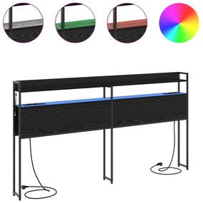 vidaXL Κεφαλάρι Αποθήκης με ράφι Μαύρη δρυς 180 cm Επεξεργασμένο ξύλο