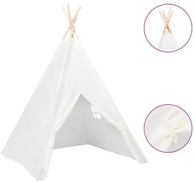 vidaXL Σκηνή Teepee Παιδική Λευκή 120x120x150 εκ. Peach Skin με Σάκο