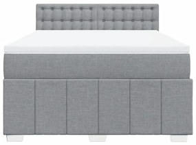 Κρεβάτι Boxspring με Στρώμα Ανοιχτό Γκρι 140x200 εκ. Υφασμάτινο - Γκρι